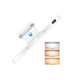 Under-cabinet LED light with multiple brightness settings on a white background